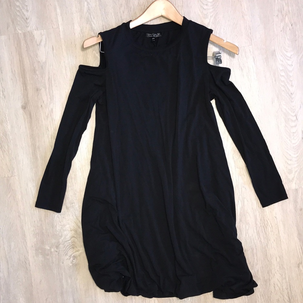 Topshop Black Cold Shoulder Dress - Picture 4 of 8